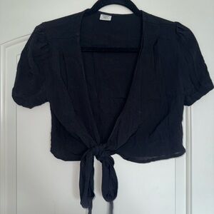 aritzia Black Tie-Front Women Top